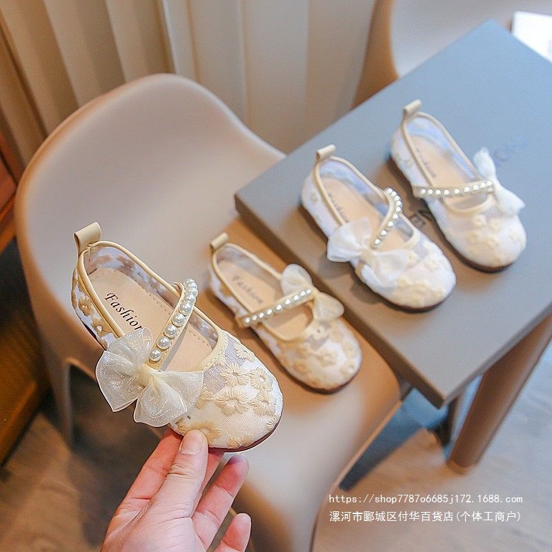 Girls' Pearl Sandals, New Summer Style Children's Cloth Shoes, Sneakers, Baby Hanfu Shoes, Little Girls' and Big Kids' Dance Shoes