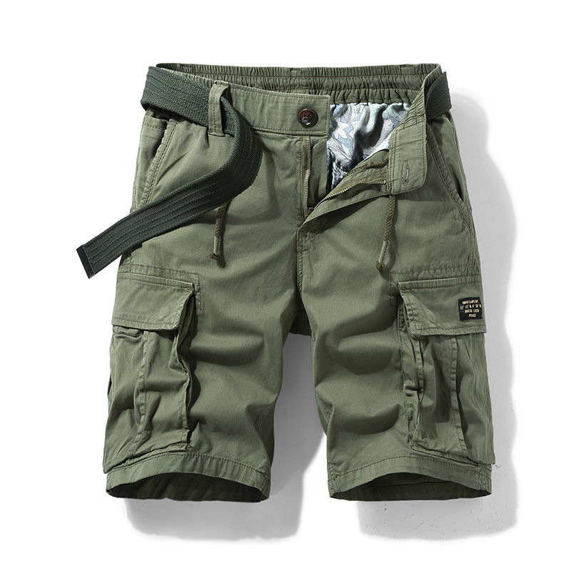 Army Green Cargo Shorts Men's Summer Japanese Style Cityboy Heavy Casual Pants Straight Vintage Pants