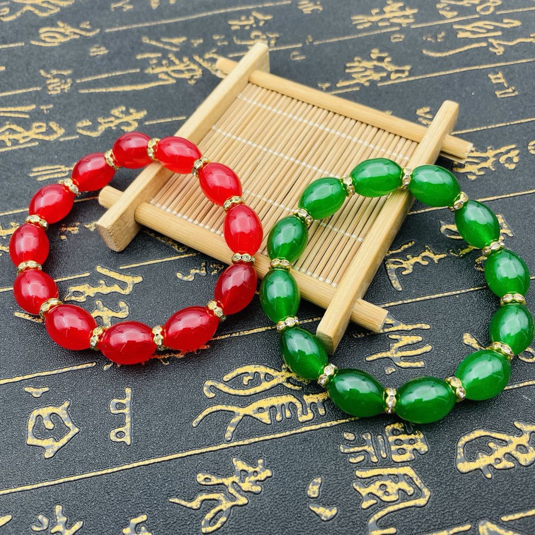 Small Fresh Imitation Agate Rice Bead Bracelet Rice Barrel Bead All-match Drybit Ring Women's Bracelet Live Selling Jewelry