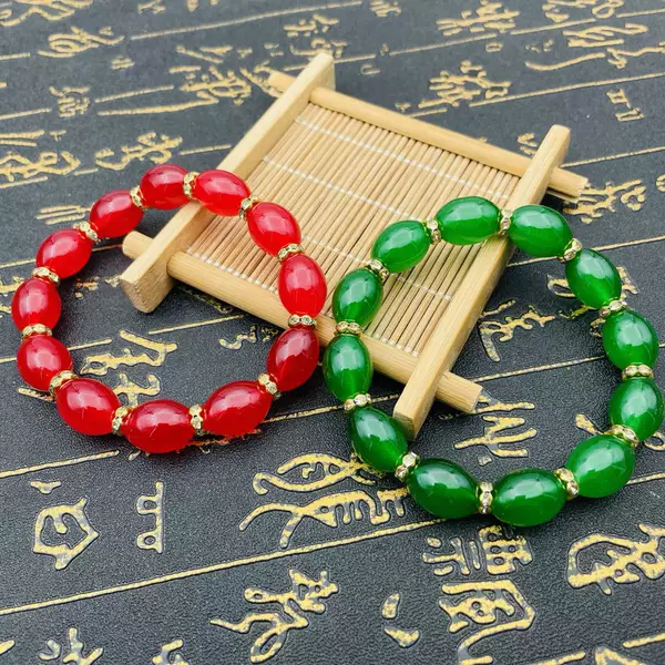 Small Fresh Imitation Agate Rice Bead Bracelet Rice Barrel Bead All-match Drybit Ring Women's Bracelet Live Selling Jewelry