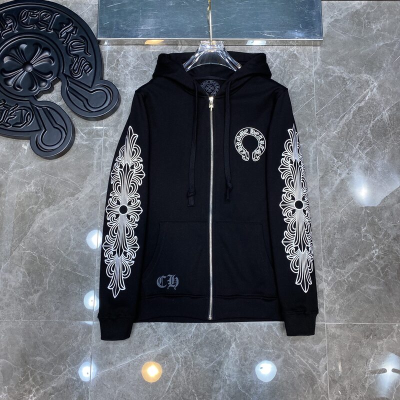 24SS CH scroll logo simple classic hooded sweater coat for couples cross-border