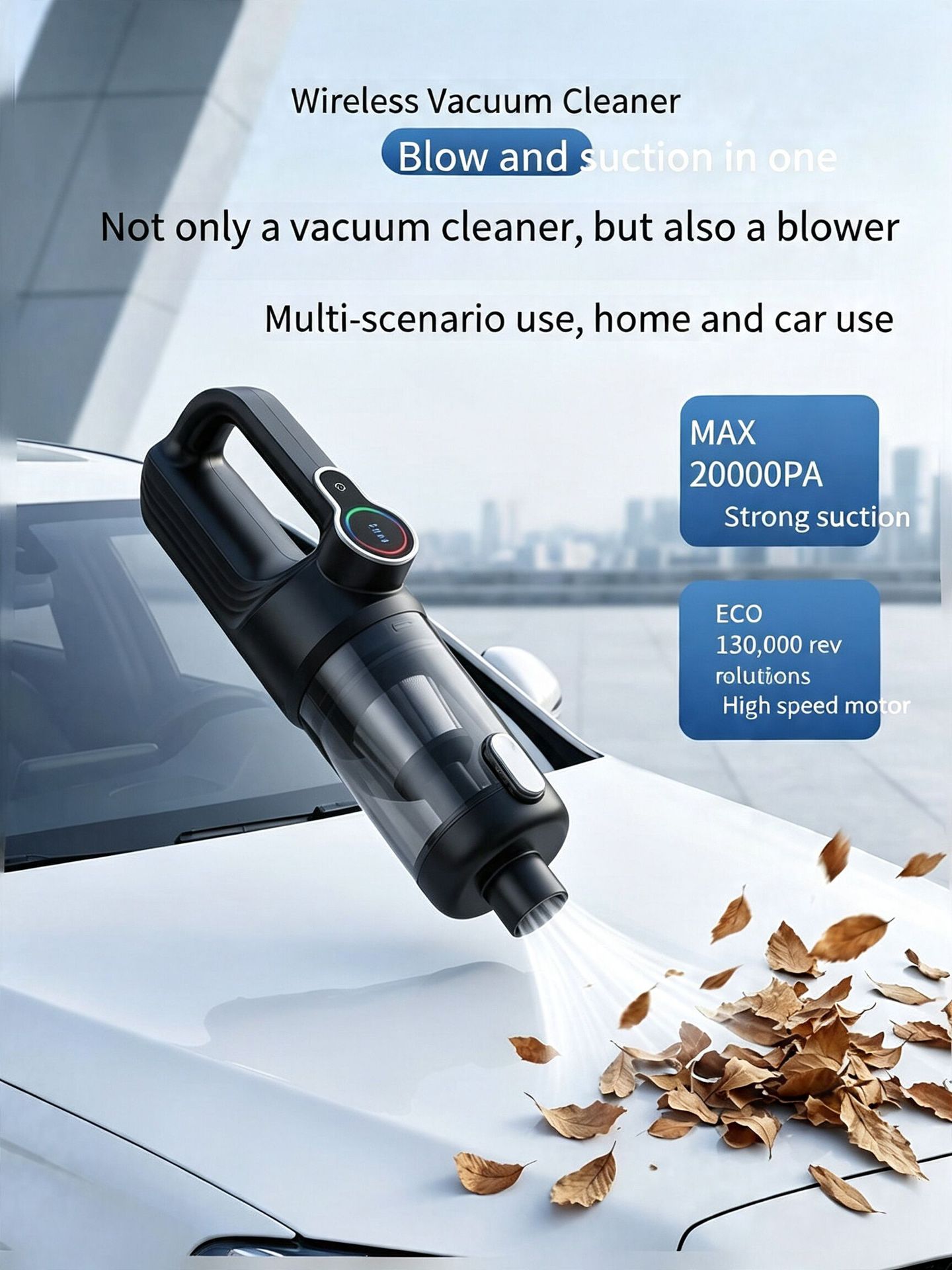 Car Vacuum Cleaner Car Wireless Charging Car Home Handheld 120W High Power Suction Wet and Dry Cross Border