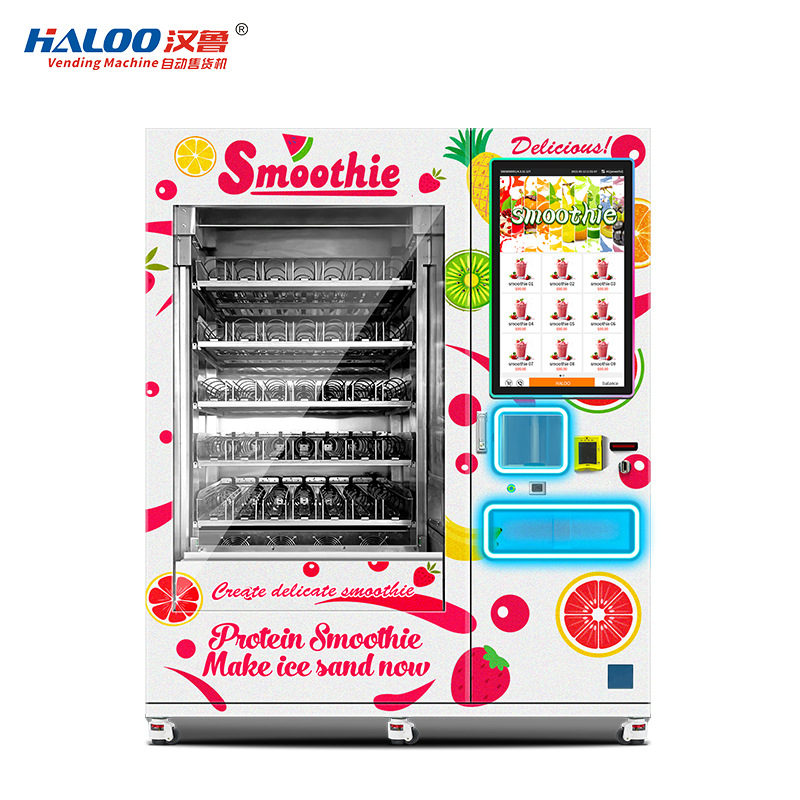Hanlu semiautomático batido vendedor de autoservicio vendedor automático de batidos de frutas 24 horas de soporte de exportación