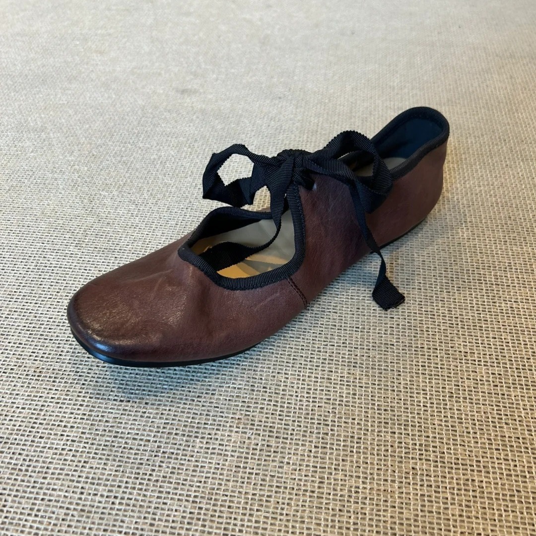 Sheepskin Retro Lace-Up Flat French Ballet Leather Soft Sole Bowknot Mary Jane Shoes For Dresses_vogvips.com