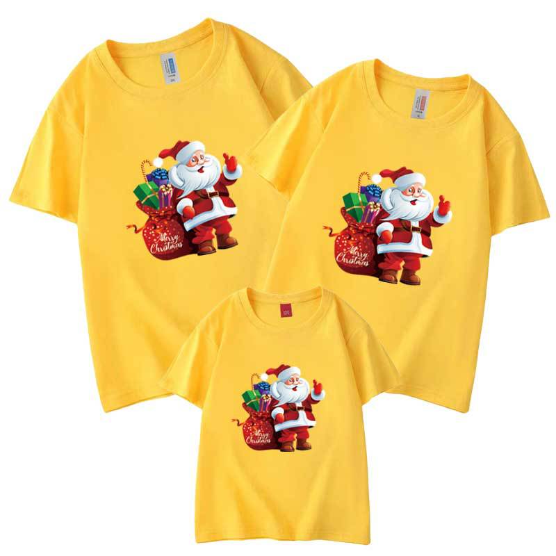 Ropa infantil hijo ropa manga corta Camiseta proveedor de electricidad Navidad Año Nuevo foto de la familia un regalo de Navidad