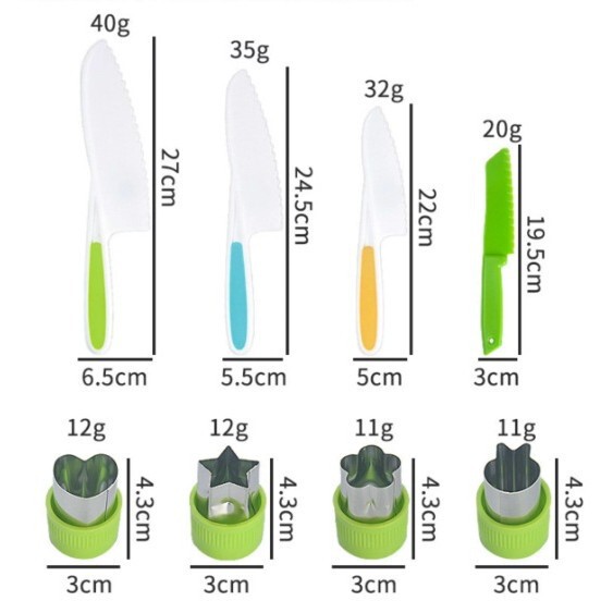 厂家现货跨境同款儿童塑料刀厨房工具蔬菜塑料水果刀安全刀具套装|undefined