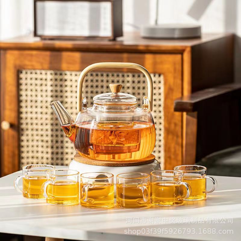 플랫 빔 포트 + 6 컵 + 세라믹 차 스토브