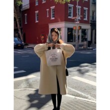 现 2025冬季新款韩国东大门OU*CE温柔羊驼毛中长款毛呢大衣外套