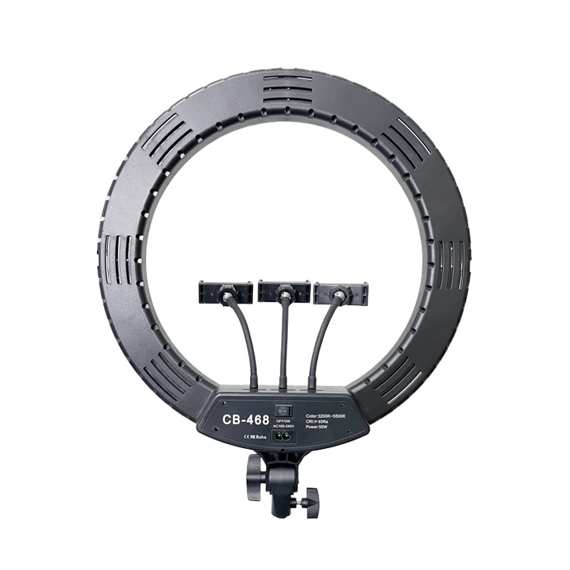 Cámara de teléfono móvil, luz de relleno LED de gran apertura, soporte de piso de escritorio portátil, fotografía en vivo, luz de anillo de 18 pulgadas