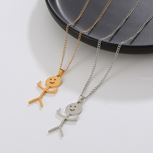 Funny Doodle Necklace for New Products - Humorous Little Man on Middle Finger