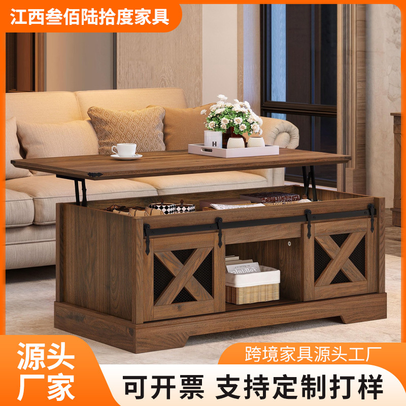 Coffee Table Amazon's Best-Selling American Retro Slotted Barn Door Adjustable Farmhouse Coffee Table Coffee Table