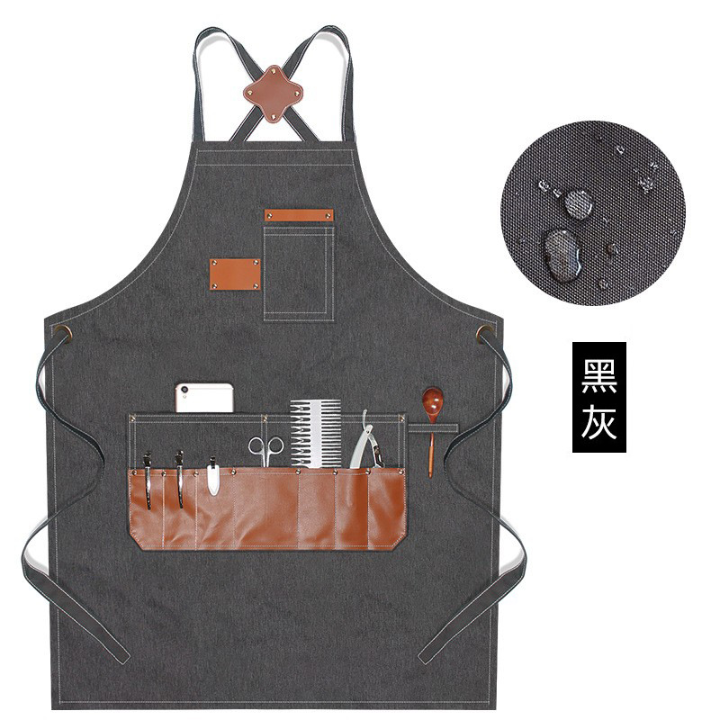 Comercio exterior lienzo delantal logotipo personalizado arte leche cruda tienda de té restaurante cafetería guardapolvos delantal al por mayor personalizado