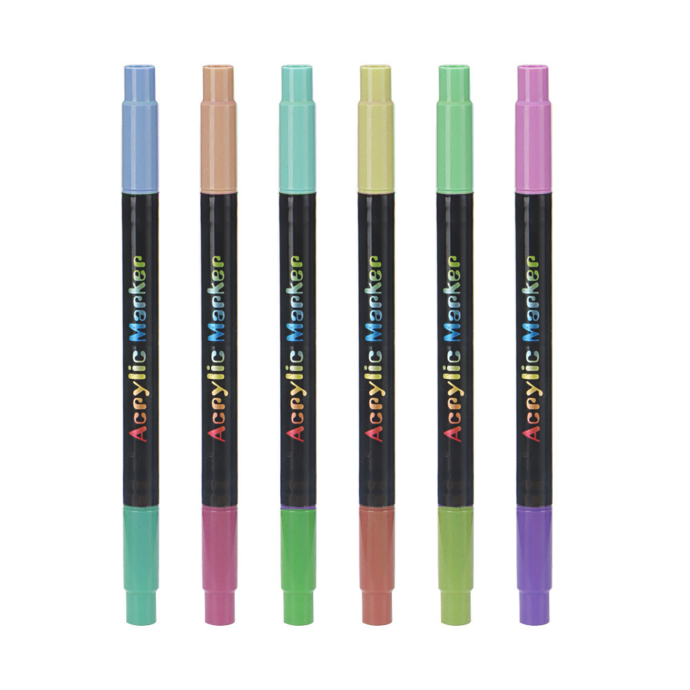 Dos cabezas de dos colores de acrílico blando conjunto de marcador de color plegable lavable con agua para niños pintados a mano graffiti colorido bolígrafo