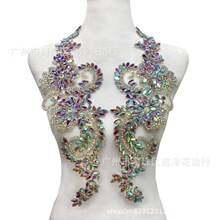 跨境奢华水钻贴花 纯手工背胶水钻胸花 婚纱礼服走秀贴花服装配饰