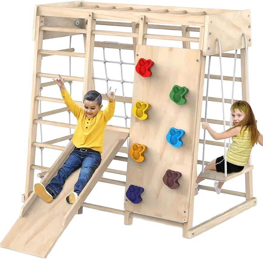 Transfronterizos de madera para niños climbing rack indoor parque infantil climbing rack montessori climbing juguetes diapositivos para niños