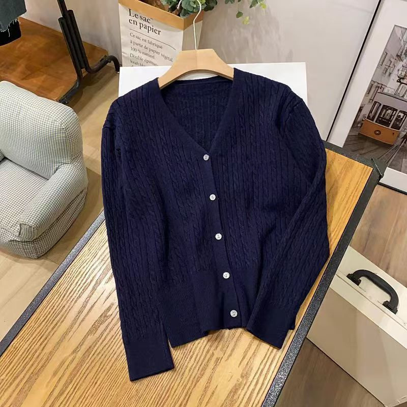 ニットセーターカラー新しい刺繍ニットセーターカーディガン女性のスリムツイストジャケットルーズフィット|undefined