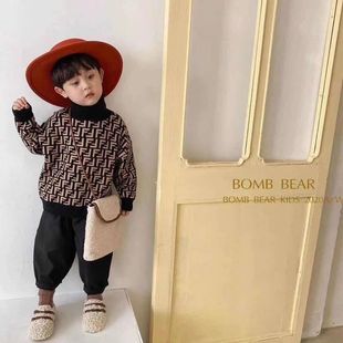 Boys' Pullover Sweater Autumn and Winter Turtleneck Base Shirt 2025 New Thick Stylish Children's Clothing for Older Kids Trendy