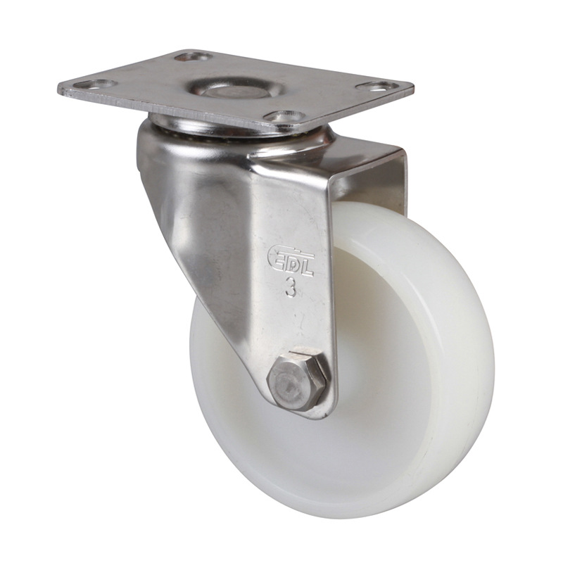 Rueda Giratoria de Acero Inoxidable 304 de 2.5 3 y 4 Pulgadas S34-23 de Nylon con Freno para Industria Médica y Alimentaria