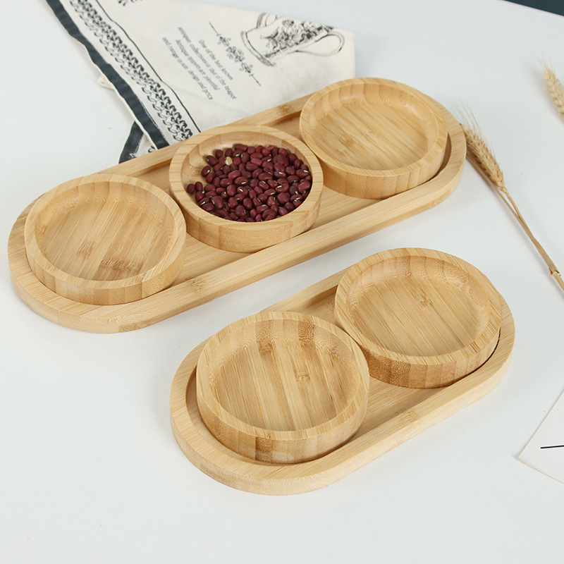 Bandeja de Bambú para Postres Estilo Japonés con Soporte