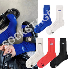 2021 New ADER Embroidered Logo Crew Socks Solid Color Chunky Letter Knee-High Socks Trendy Socks for Men and Women Instagram Trendy Socks