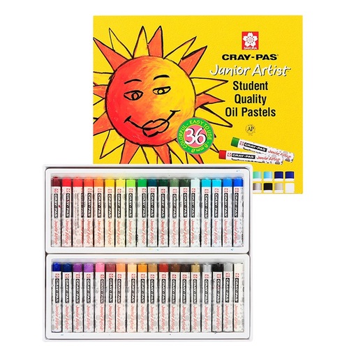 Japanese Sakura Cherry Blossom Brand 24-Color Oil Pastels for Kids, Non-Hand-Staining, Art Supplies for Elementary School Students