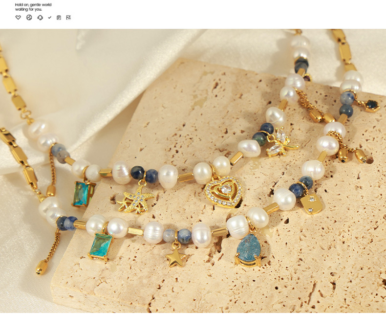 1 Piece Quantity Casual Simple Style Geometric Freshwater Pearl Titanium Steel Copper 18K Gold Plated Zircon Choker In Bulk