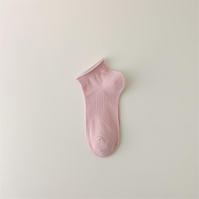 Calcetines cortos para mujer primavera y verano calcetines delgados de algodón ins moda japonesa JK estilo malla todo partido suelto rizado invisible barco calcetines para mujer