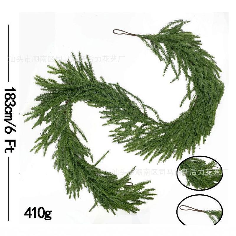 国境を越えたアマゾンクリスマス装飾藤条1.8mシミュレーション手触りソフトPE緑植諾福克松藤条置物|undefined
