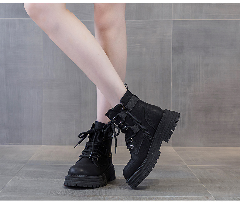Giày boot nữ cổ ngắn đế dày phong cách Martin, lót lông ấm mùa đông — M2626-1 vàng lót nhung, M2626 màu vàng một lớp lót trong, M2626-1 kaki lót nhung, M2626 một lớp màu đen chi tiết 24