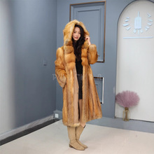 进口澳洲红狐皮大衣整皮整板女款高奢外套毛毛领皮毛大衣