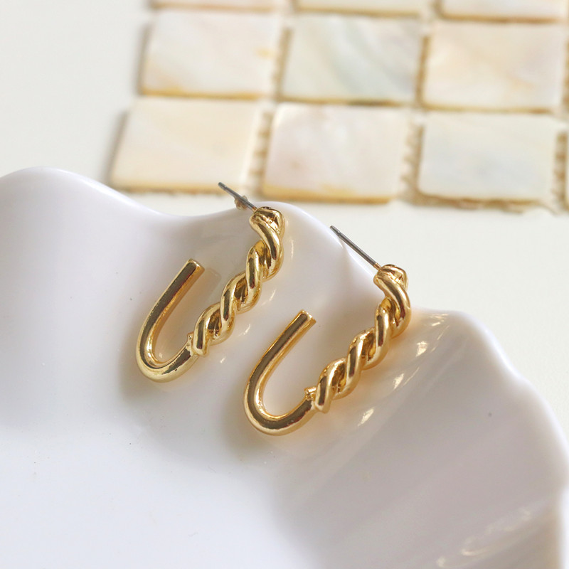 1 Pair Simple Style Solid Color Alloy Plating Gold Plated Women's Earrings display picture 3