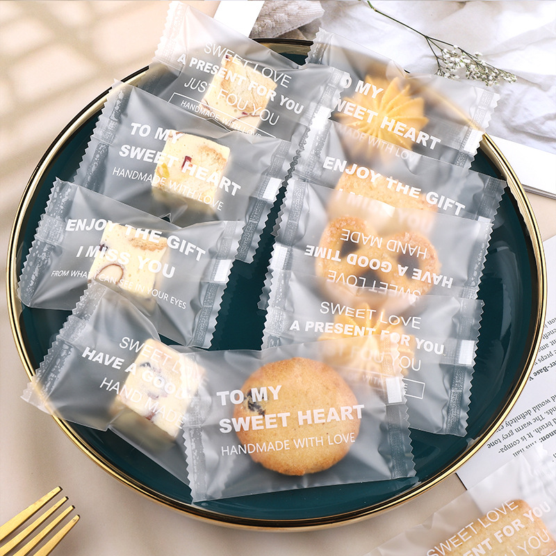 雪花酥包装袋曲奇饼干ins风奶枣牛轧糖透明烘焙专用单独机封袋子