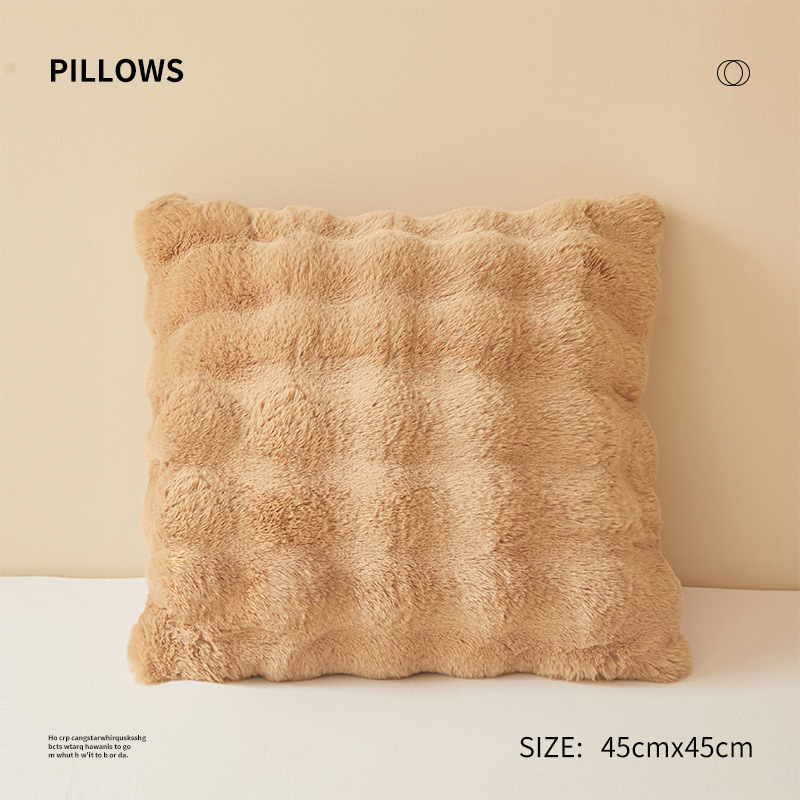 Almohada de piel de conejo de doble cara, sofá, almohada para sala de estar, respaldo para oficina, cojín de cabecera de invierno, núcleo de almohada, hogar para automóvil