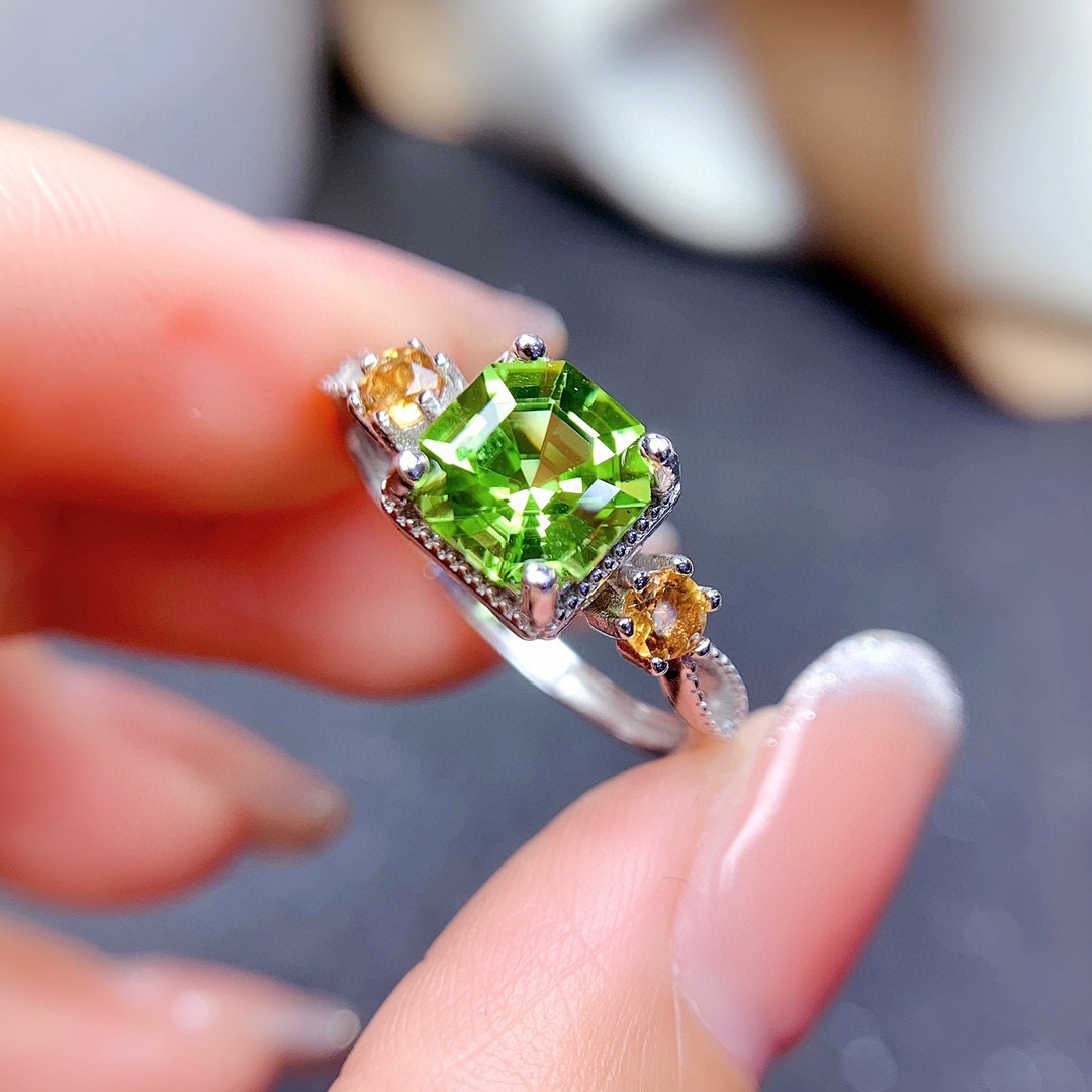 Sweet Square Copper Plating Zircon Open Ring 1 Piece