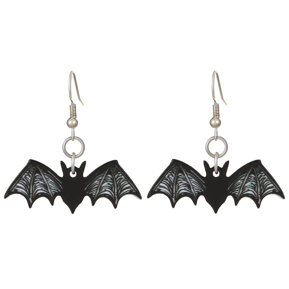 New Halloween Earring Series Bat Skull Acrylic Stud Trendy Women Dark Personality Unique Earrings_voghion.com