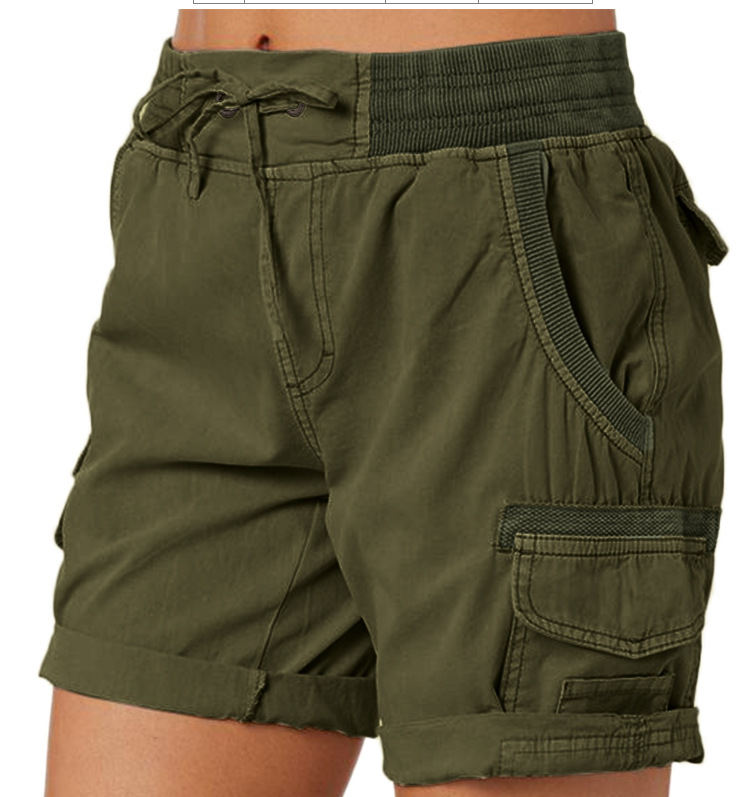thumbnail image 1 of 2024 nuevo nuevo de las mujeres de color sólido pantalones cortos casuales verano moda cintura delgada recta, 1 of 5