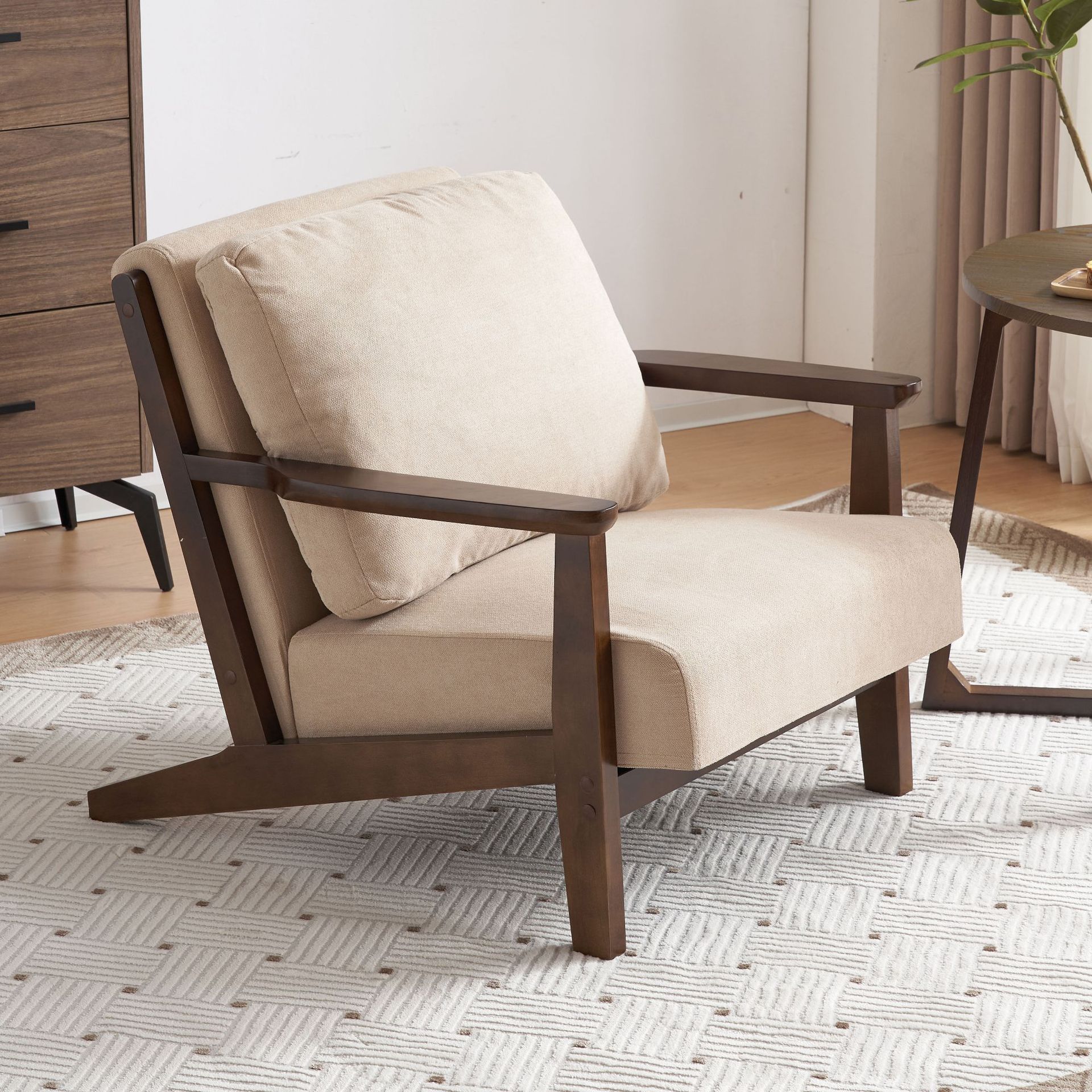 Sofá de tela de madera sólida doble triple sala de estar de alojamiento de huéspedes de apartamentos de alquiler de apartamentos de estilo simple