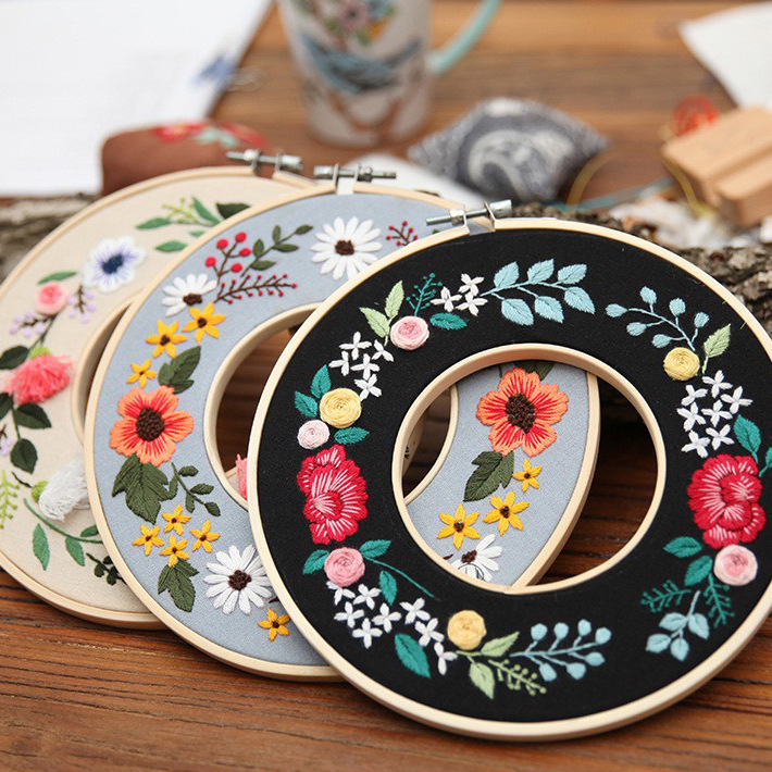 Bordado hecho a mano material de bricolaje paquete principiante Lu bordado estilo europeo tela de guirnalda bordado tridimensional hecho a mano creativo colgante pintura