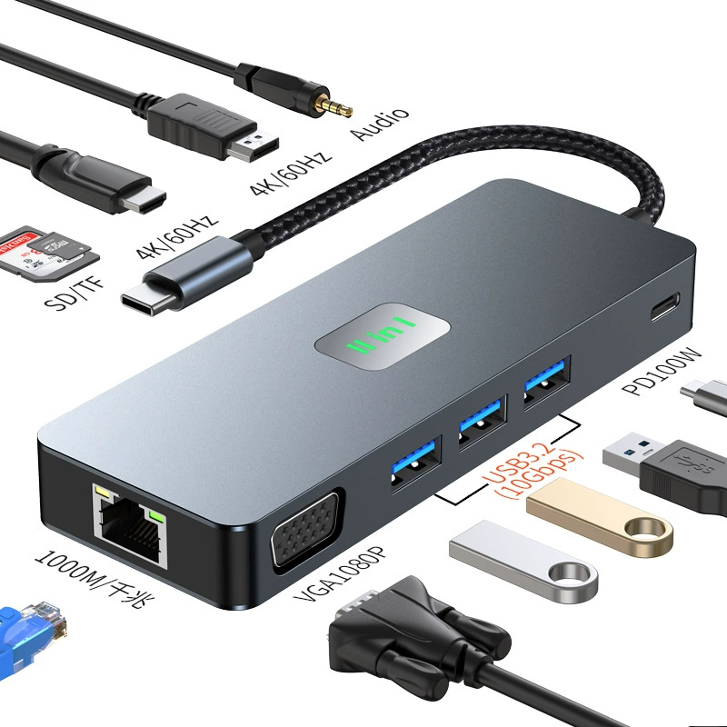 Кросс-бордер USB HUB3.2 док-станция Type-C HD+DP+VGA 3-дисплей MST расширение экрана