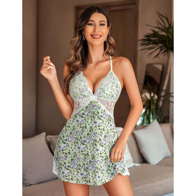 Largo tamaño sexy damas pijama sexy leopardo encaje vestido de cabina sexy