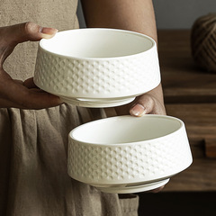 Chic bowl-shaped rice bowl dessert bowl high-end ceramic bowl with dot embossed rice bowl congee bowl