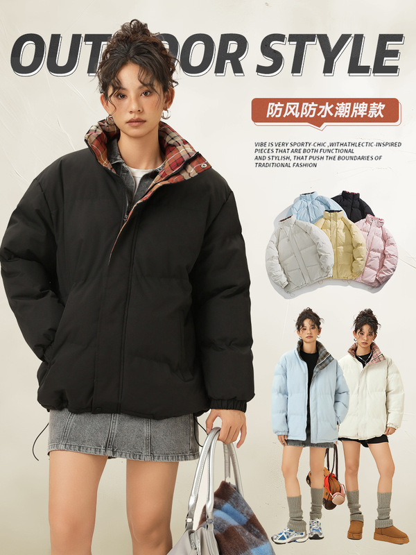 跨境专供冬季棉衣男防泼水新款保暖立领棉服女加厚小众面包服批发|undefined