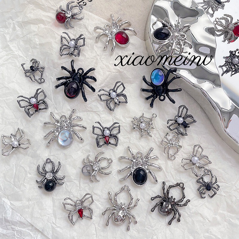 Dark Alloy Liquid Lava-Like Halloween Zircon Bat Spider Pendant DIY Handmade Pendant Accessories Beads