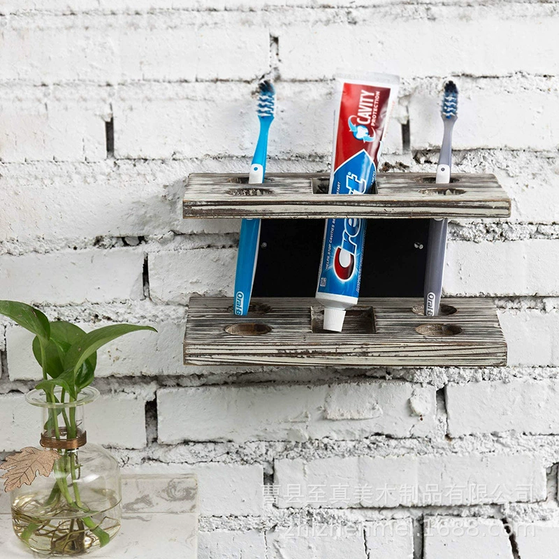 Ванная комната деревянная полка для хранения Бытовая Ванная Комната Хранение зубной пасты деревянная настенная деревянная стойка для хранения