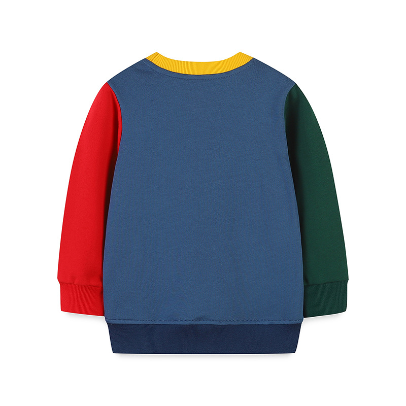 Sudadera de moda con bloques de color para niños, estilo europeo y americano, jersey bordado de Papá Noel, ropa infantil de otoño 26 image 4