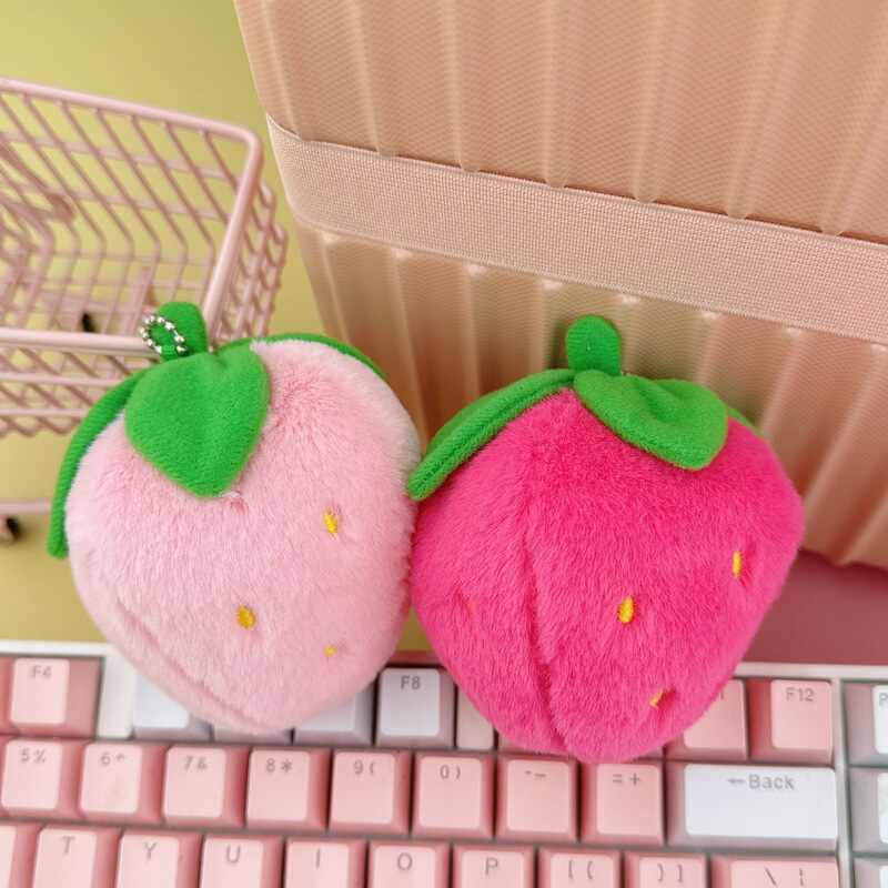 New Strawberry Cone Vegetable Flamingo Panda Capybara Plush Doll Backpack Keychain Pendant Claw Machine Doll