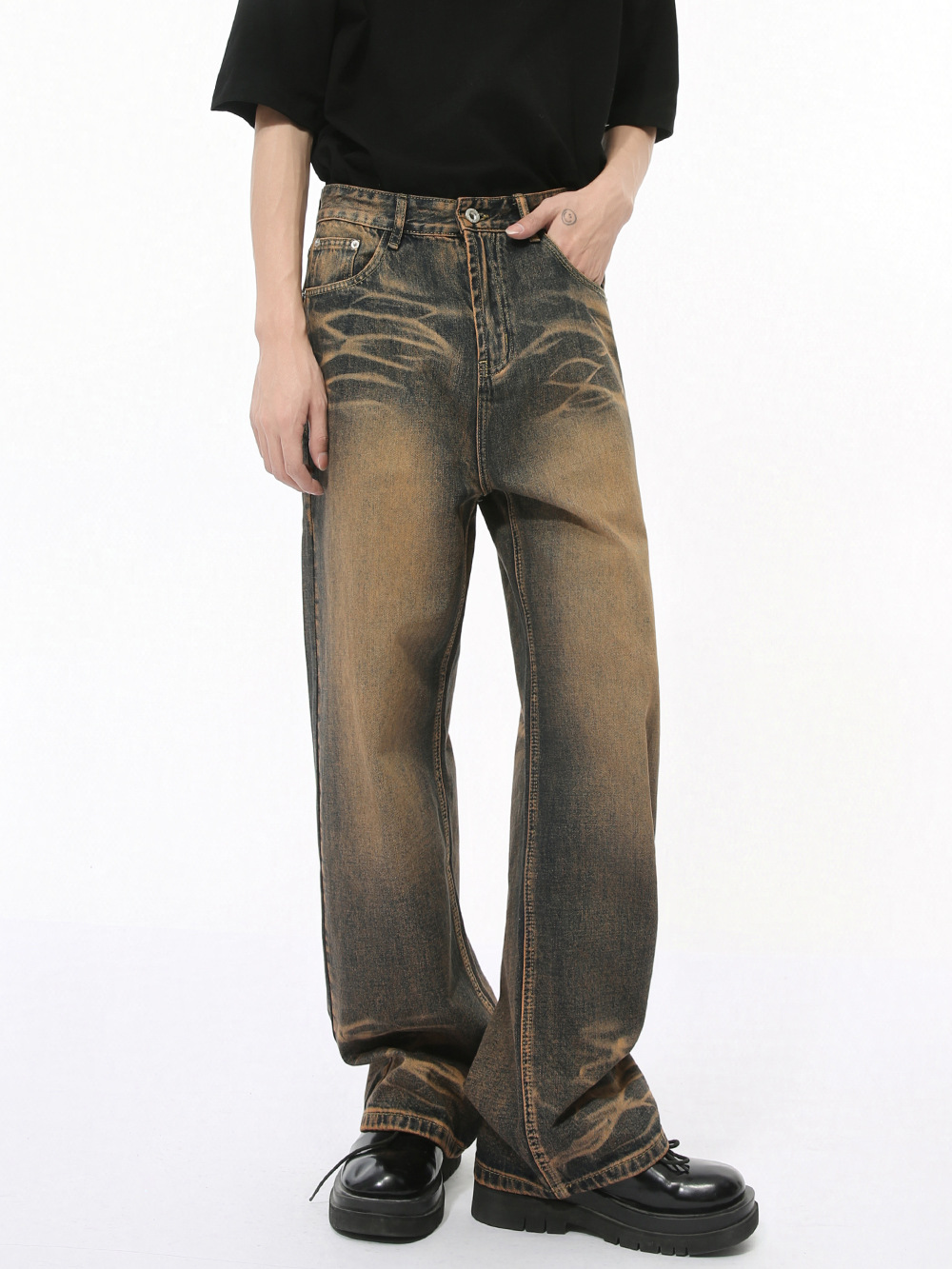 MTLCLOTHES Hombres| Nuevos productos de otoño retro diseño de raspado de la calle para hacer la moda de los jeans sueltos viejos