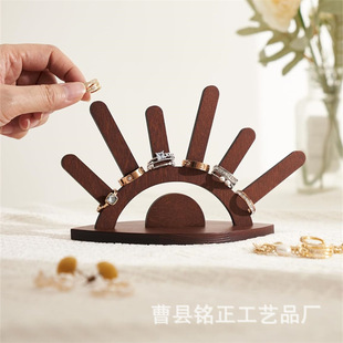 木质戒指架指环饰品收纳展示架台面橱窗手链戒指陈列架实木首饰架-阿里巴巴