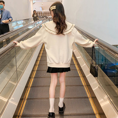 Girls' 2024 Spring New Arrival Korean-Style Floral Coat with Oversized Collar, Featuring a Doll-Neck Design and Ruffled Trim