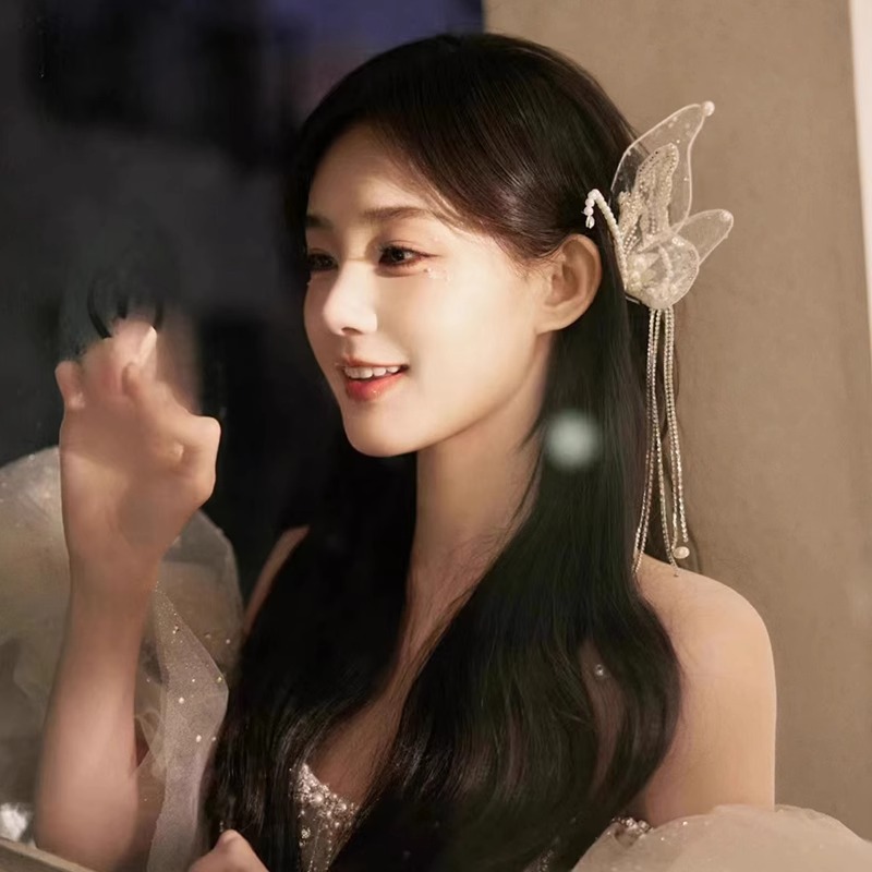 Elf de los niños mariposa alas perlas frisones clips para el cabello de la niña super inmortal lateral frisa clips para el cabello de boca de pato toque